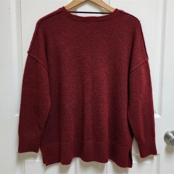 Westbound Sweater Womens M Red Wool Blend Tunic Oversized Crew Long Sleeve Soft - Picture 2 of 9